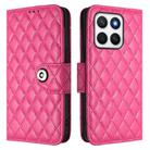For Honor X8c 4G Global Rhombic Texture Flip Leather Phone Case with Lanyard(Rose Red) - 2