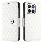 For Honor X8c 4G Global Rhombic Texture Flip Leather Phone Case with Lanyard(White) - 2
