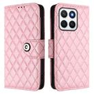 For Honor X8c 4G Global Rhombic Texture Flip Leather Phone Case with Lanyard(Pink) - 2