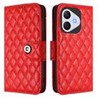 For Honor 400 Lite Rhombic Texture Flip Leather Phone Case with Lanyard(Red) - 2