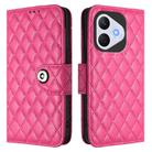 For Honor 400 Lite Rhombic Texture Flip Leather Phone Case with Lanyard(Rose Red) - 2