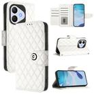 For Honor 400 Lite Rhombic Texture Flip Leather Phone Case with Lanyard(White) - 1