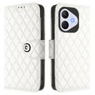 For Honor 400 Lite Rhombic Texture Flip Leather Phone Case with Lanyard(White) - 2