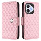 For Honor 400 Lite Rhombic Texture Flip Leather Phone Case with Lanyard(Pink) - 2