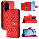For Honor 400 Rhombic Texture Flip Leather Phone Case with Lanyard(Red) - 1