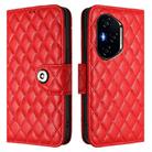 For Honor 400 Rhombic Texture Flip Leather Phone Case with Lanyard(Red) - 2
