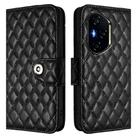 For Honor 400 Rhombic Texture Flip Leather Phone Case with Lanyard(Black) - 2