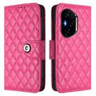 For Honor 400 Rhombic Texture Flip Leather Phone Case with Lanyard(Rose Red) - 2