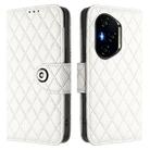 For Honor 400 Rhombic Texture Flip Leather Phone Case with Lanyard(White) - 2