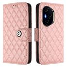 For Honor 400 Rhombic Texture Flip Leather Phone Case with Lanyard(Coral Pink) - 2