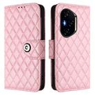 For Honor 400 Rhombic Texture Flip Leather Phone Case with Lanyard(Pink) - 2