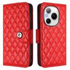 For Honor Power 5G Rhombic Texture Flip Leather Phone Case with Lanyard(Red) - 2