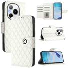 For Honor Power 5G Rhombic Texture Flip Leather Phone Case with Lanyard(White) - 1