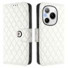 For Honor Power 5G Rhombic Texture Flip Leather Phone Case with Lanyard(White) - 2