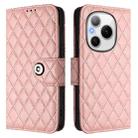 For Honor Power 5G Rhombic Texture Flip Leather Phone Case with Lanyard(Coral Pink) - 2