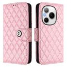 For Honor Power 5G Rhombic Texture Flip Leather Phone Case with Lanyard(Pink) - 2