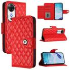 For Honor Play 60 5G Rhombic Texture Flip Leather Phone Case with Lanyard(Red) - 1