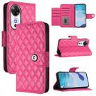 For Honor Play 60 5G Rhombic Texture Flip Leather Phone Case with Lanyard(Rose Red) - 1