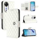 For Honor Play 60 5G Rhombic Texture Flip Leather Phone Case with Lanyard(White) - 1