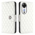 For Honor Play 60 5G Rhombic Texture Flip Leather Phone Case with Lanyard(White) - 2