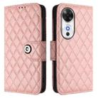 For Honor Play 60 5G Rhombic Texture Flip Leather Phone Case with Lanyard(Coral Pink) - 2