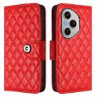 For Honor 400 Pro 5G Global Rhombic Texture Flip Leather Phone Case with Lanyard(Red) - 2