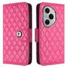 For Honor 400 Pro 5G Global Rhombic Texture Flip Leather Phone Case with Lanyard(Rose Red) - 2