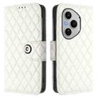 For Honor 400 Pro 5G Global Rhombic Texture Flip Leather Phone Case with Lanyard(White) - 2
