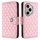 For Honor 400 Pro 5G Global Rhombic Texture Flip Leather Phone Case with Lanyard(Pink) - 2
