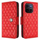 For Honor X6c 4G Rhombic Texture Flip Leather Phone Case with Lanyard(Red) - 2