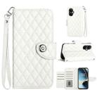 For OnePlus CE 3 Lite 5G / Nord N30 Rhombic Texture Flip Leather Phone Case with Lanyard(White) - 1