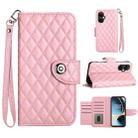 For OnePlus CE 3 Lite 5G / Nord N30 Rhombic Texture Flip Leather Phone Case with Lanyard(Pink) - 1