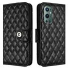 For OnePlus 9 Pro Rhombic Texture Flip Leather Phone Case with Lanyard(Black) - 2