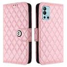 For OnePlus 9R / 8T Rhombic Texture Flip Leather Phone Case with Lanyard(Pink) - 2