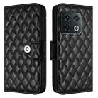 For OnePlus 10 Pro Rhombic Texture Flip Leather Phone Case with Lanyard(Black) - 2