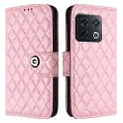 For OnePlus 10 Pro Rhombic Texture Flip Leather Phone Case with Lanyard(Pink) - 2