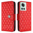 For OnePlus 10R / Ace Rhombic Texture Flip Leather Phone Case with Lanyard(Red) - 2