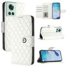 For OnePlus 10R / Ace Rhombic Texture Flip Leather Phone Case with Lanyard(White) - 1