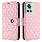 For OnePlus 10R / Ace Rhombic Texture Flip Leather Phone Case with Lanyard(Pink) - 2