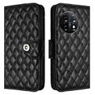 For OnePlus 11 Rhombic Texture Flip Leather Phone Case with Lanyard(Black) - 2