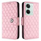 For OnePlus Ace 2V / Nord 3 Rhombic Texture Flip Leather Phone Case with Lanyard(Pink) - 2
