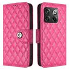 For OnePlus Ace Pro / 10T Rhombic Texture Flip Leather Phone Case with Lanyard(Rose Red) - 2