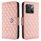 For OnePlus Ace Pro / 10T Rhombic Texture Flip Leather Phone Case with Lanyard(Coral Pink) - 2