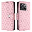 For OnePlus Ace Pro / 10T Rhombic Texture Flip Leather Phone Case with Lanyard(Pink) - 2