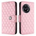 For OnePlus 11R Rhombic Texture Flip Leather Phone Case with Lanyard(Pink) - 2