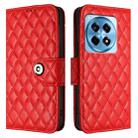 For OnePlus 12R Rhombic Texture Flip Leather Phone Case with Lanyard(Red) - 2