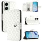 For OnePlus Nord 2T Rhombic Texture Flip Leather Phone Case with Lanyard(White) - 1