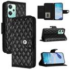 For OnePlus Nord CE 2 Lite 5G Rhombic Texture Flip Leather Phone Case with Lanyard(Black) - 1