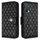 For OnePlus Nord CE 5G Rhombic Texture Flip Leather Phone Case with Lanyard(Black) - 2