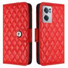 For OnePlus Nord CE 2 5G Rhombic Texture Flip Leather Phone Case with Lanyard(Red) - 2